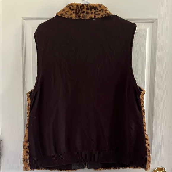 Chico's Tan and Black Leopard Faux Fur Vest - Picture 5 of 5